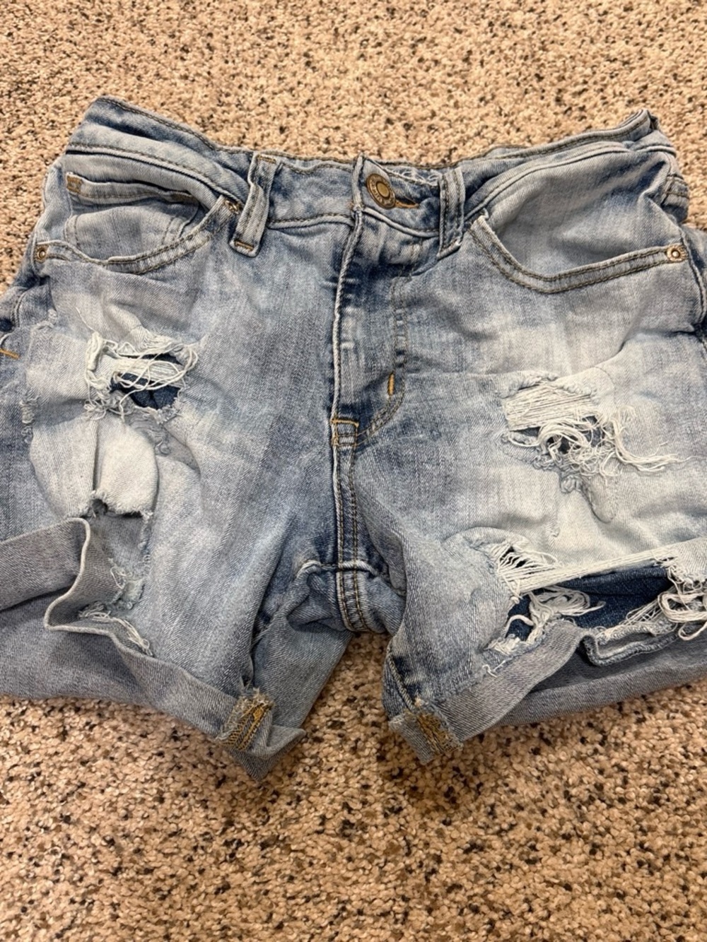 Light Wash Distressed Women's Denim Shorts